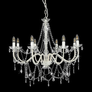 vidaXL Beaded Chandelier White 8 x E14 Sockets
