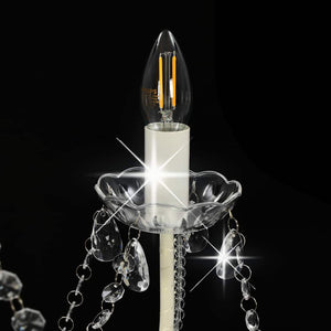 vidaXL Beaded Chandelier White 8 x E14 Sockets