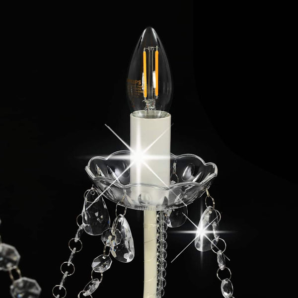 vidaXL Beaded Chandelier White 8 x E14 Sockets