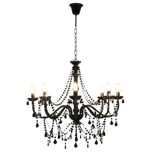 vidaXL Beaded Chandelier Black 8 x E14 Sockets
