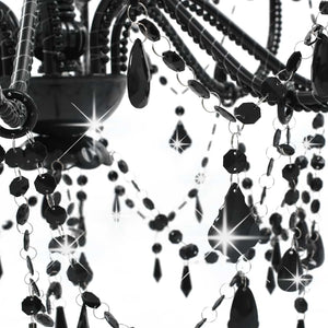 vidaXL Beaded Chandelier Black 8 x E14 Sockets