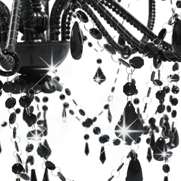 vidaXL Beaded Chandelier Black 8 x E14 Sockets