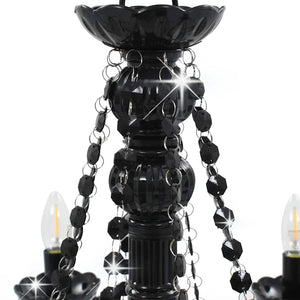 vidaXL Beaded Chandelier Black 8 x E14 Sockets