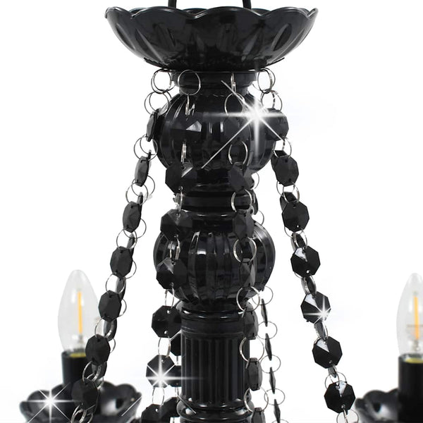 vidaXL Beaded Chandelier Black 8 x E14 Sockets