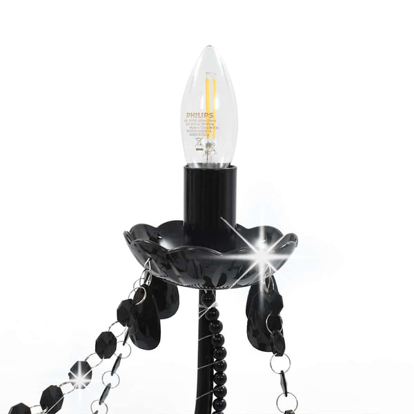vidaXL Beaded Chandelier Black 8 x E14 Sockets
