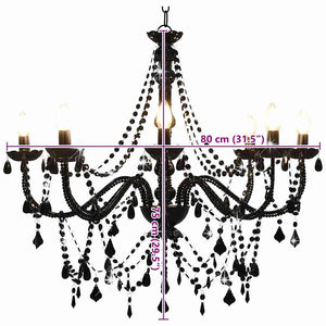 vidaXL Beaded Chandelier Black 8 x E14 Sockets