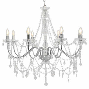 vidaXL Chandelier with Beads Silver 8 x E14 Sockets