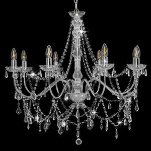vidaXL Chandelier with Beads Silver 8 x E14 Sockets
