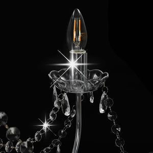 vidaXL Chandelier with Beads Silver 8 x E14 Sockets