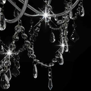 vidaXL Chandelier with Beads Silver 8 x E14 Sockets