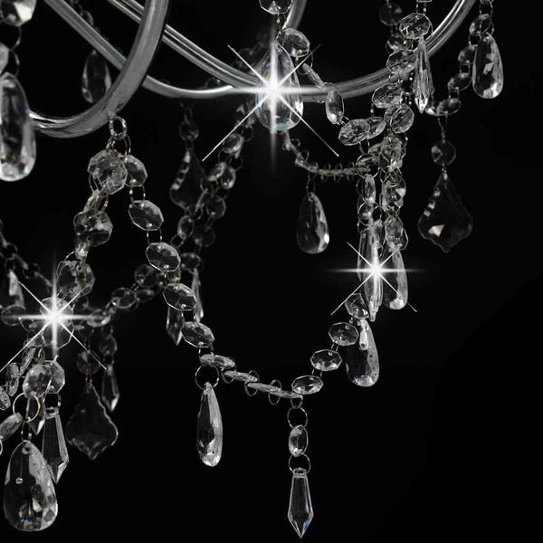 vidaXL Chandelier with Beads Silver 8 x E14 Sockets