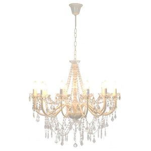 vidaXL Beaded Chandelier White 12 x E14 Sockets