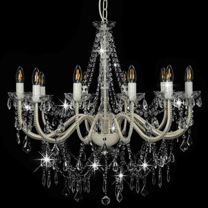 vidaXL Beaded Chandelier White 12 x E14 Sockets