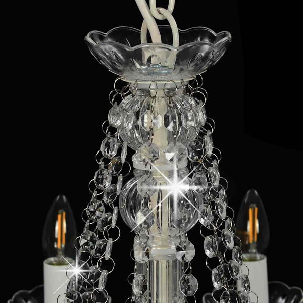 vidaXL Beaded Chandelier White 12 x E14 Sockets