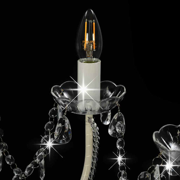 vidaXL Beaded Chandelier White 12 x E14 Sockets