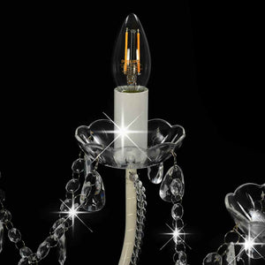 vidaXL Beaded Chandelier White 12 x E14 Sockets