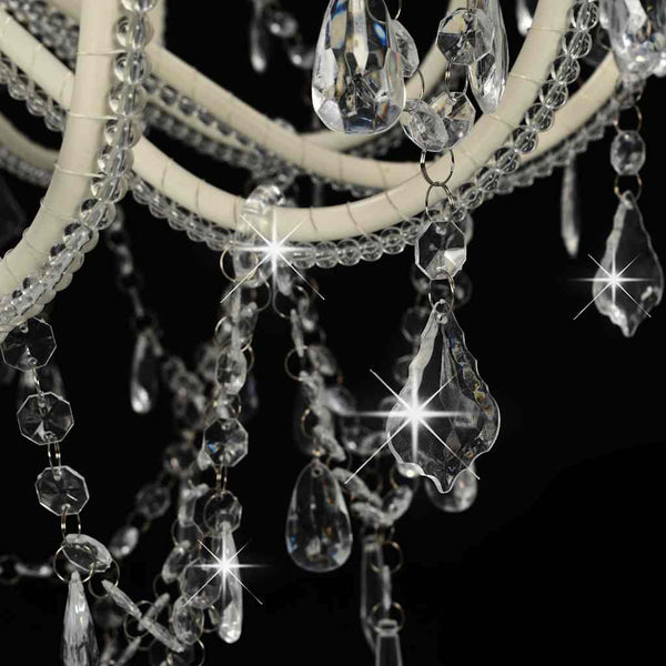 vidaXL Beaded Chandelier White 12 x E14 Sockets