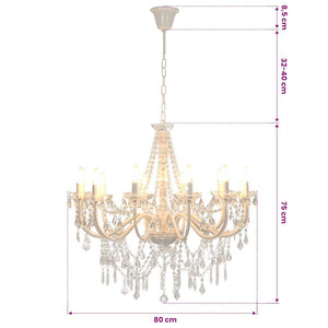 vidaXL Beaded Chandelier White 12 x E14 Sockets