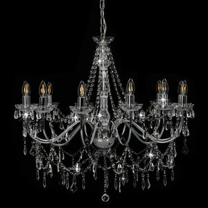 vidaXL Chandelier with Beads Silver 12 x E14 Sockets