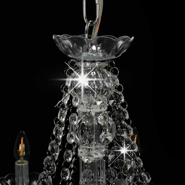 vidaXL Chandelier with Beads Silver 12 x E14 Sockets
