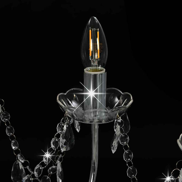 vidaXL Chandelier with Beads Silver 12 x E14 Sockets
