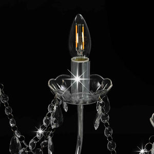 vidaXL Chandelier with Beads Silver 12 x E14 Sockets