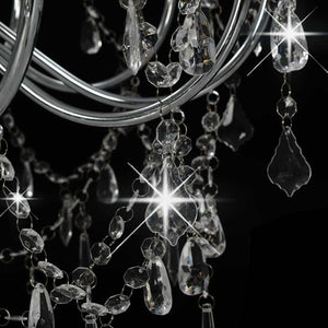 vidaXL Chandelier with Beads Silver 12 x E14 Sockets