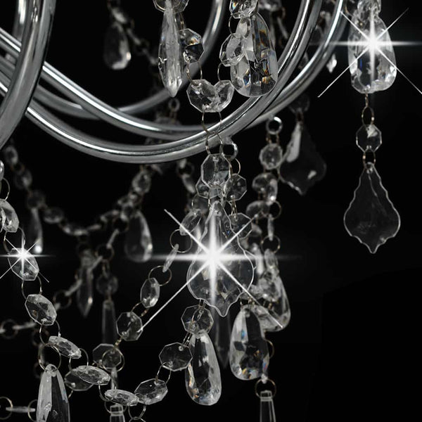 vidaXL Chandelier with Beads Silver 12 x E14 Sockets