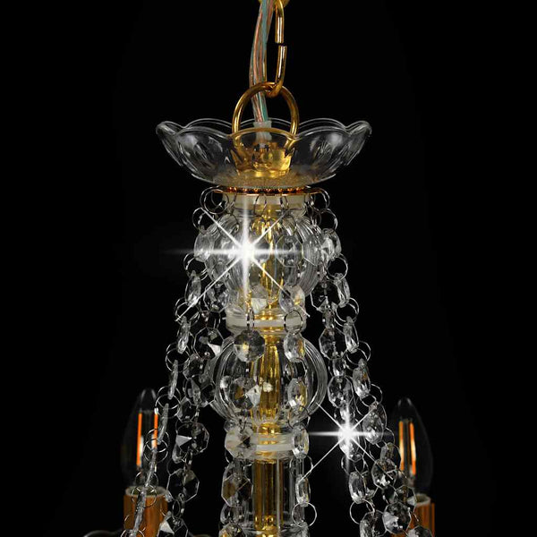 vidaXL Chandelier with Beads Golden 12 x E14 Sockets