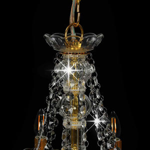 vidaXL Chandelier with Beads Golden 12 x E14 Sockets