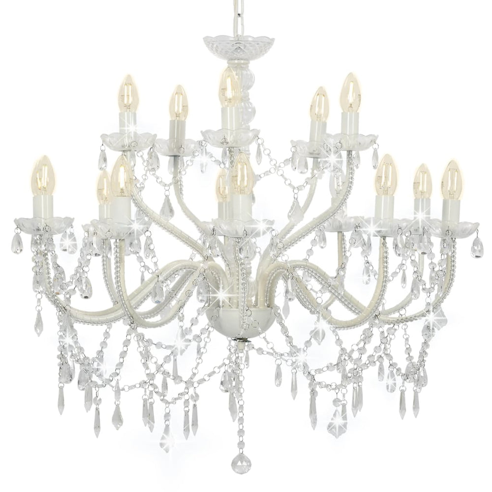 vidaXL Chandelier 2-tier White 15×E14 Bulbs