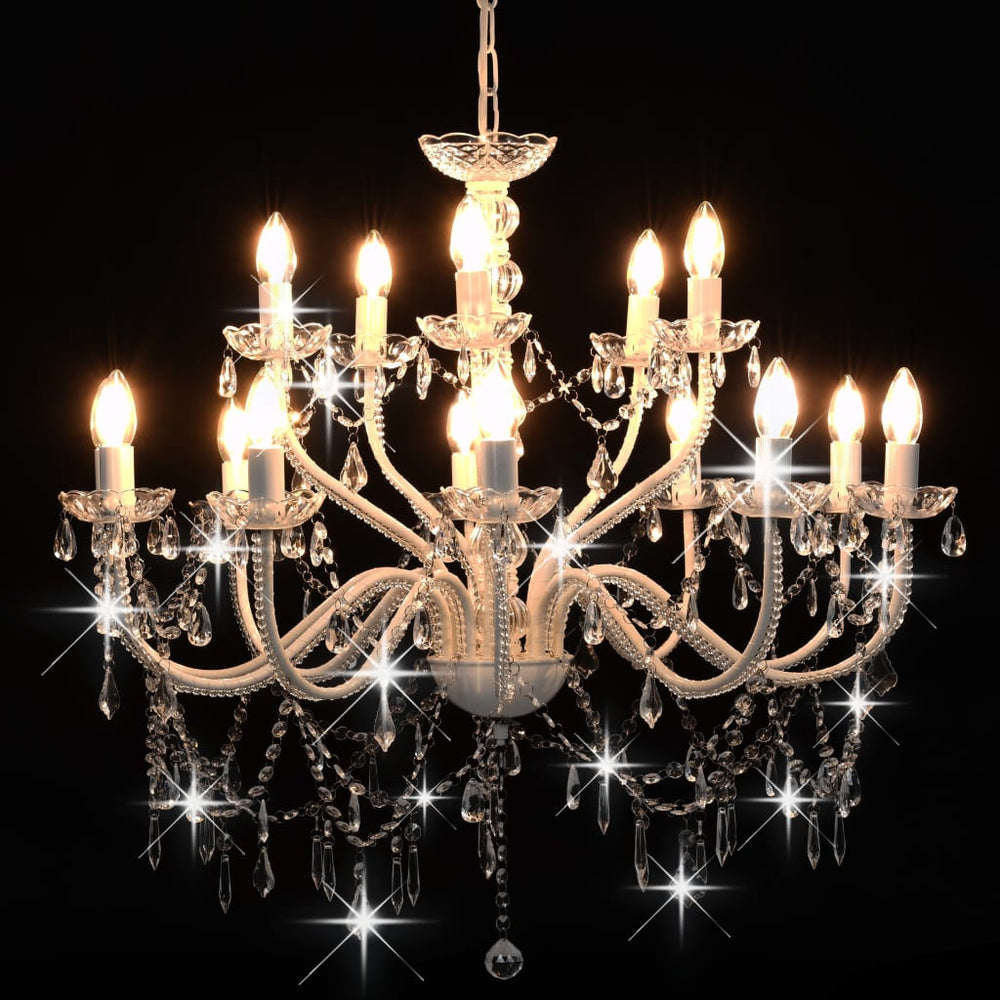 vidaXL Chandelier 2-tier White 15×E14 Bulbs
