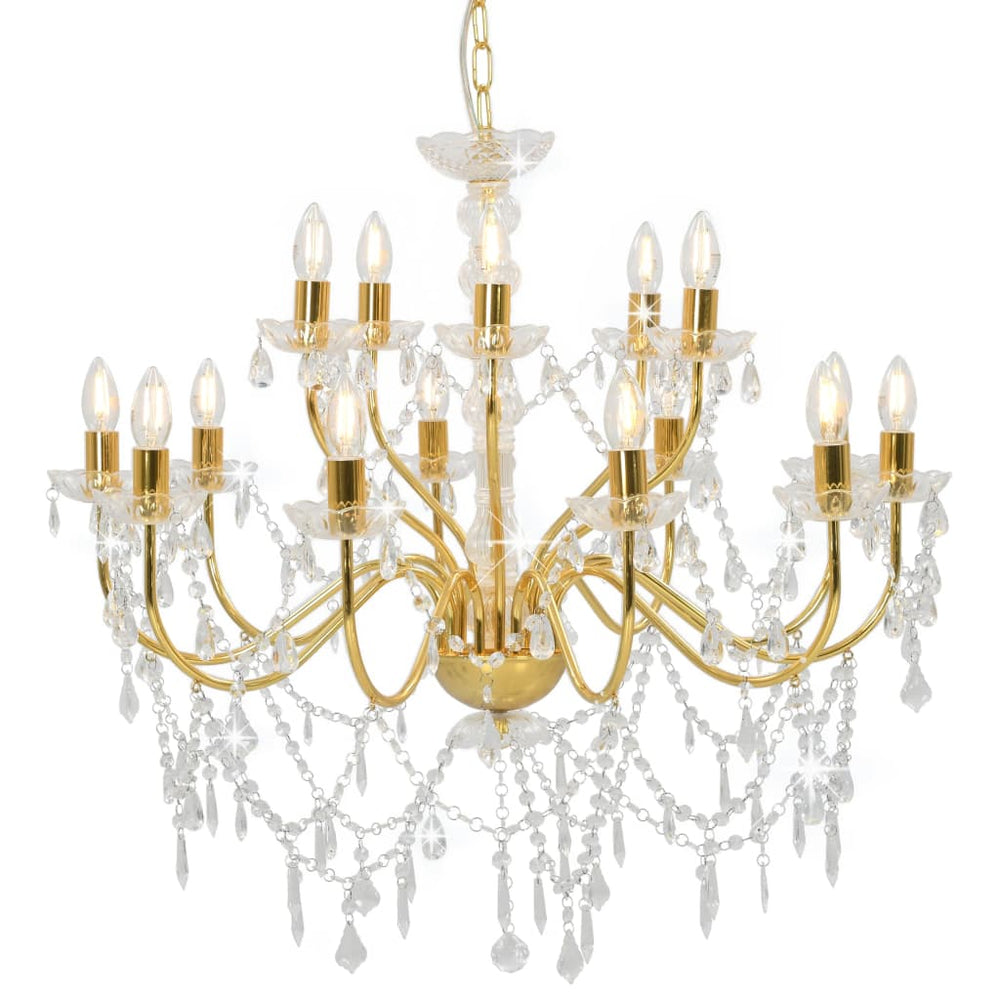 vidaXL Chandelier 2-tier Golden 15×E14 Bulbs