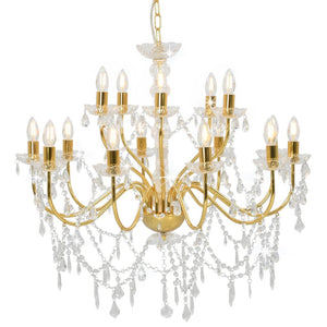 vidaXL Chandelier 2-tier Golden 15×E14 Bulbs