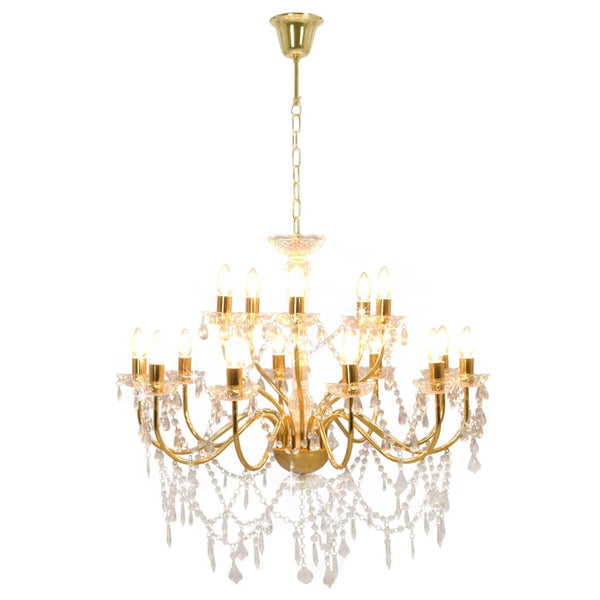 vidaXL Chandelier 2-tier Golden 15×E14 Bulbs