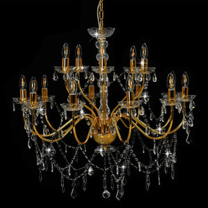 vidaXL Chandelier 2-tier Golden 15×E14 Bulbs