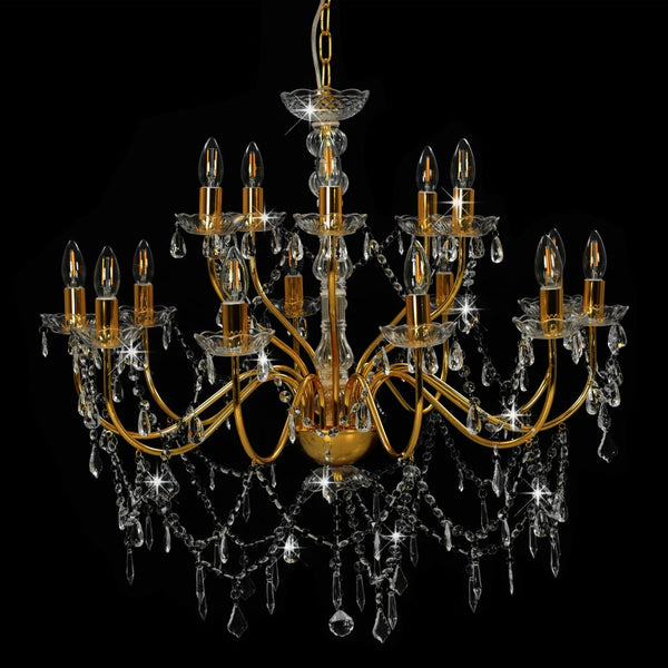 vidaXL Chandelier 2-tier Golden 15×E14 Bulbs