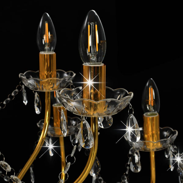 vidaXL Chandelier 2-tier Golden 15×E14 Bulbs