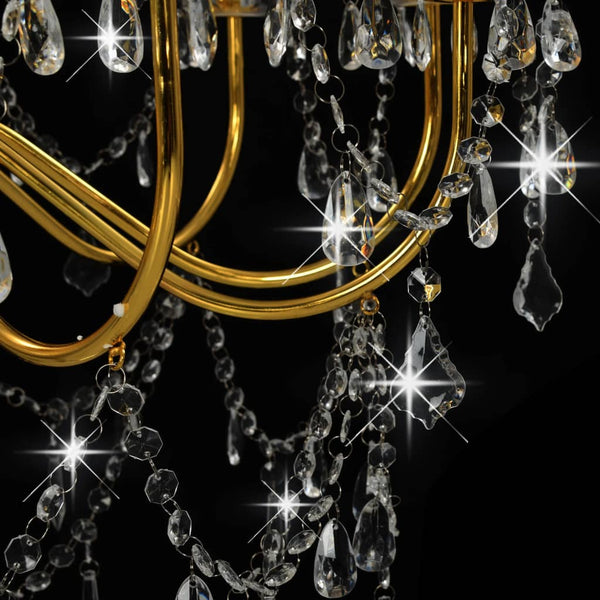 vidaXL Chandelier 2-tier Golden 15×E14 Bulbs
