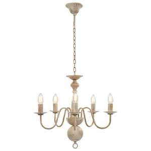 vidaXL Chandelier Antique White 5×E14 Bulbs