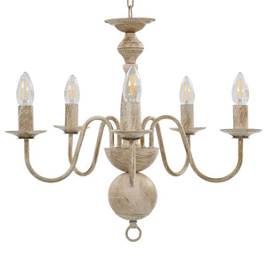 vidaXL Chandelier Antique White 5×E14 Bulbs