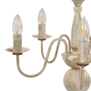 vidaXL Chandelier Antique White 5×E14 Bulbs