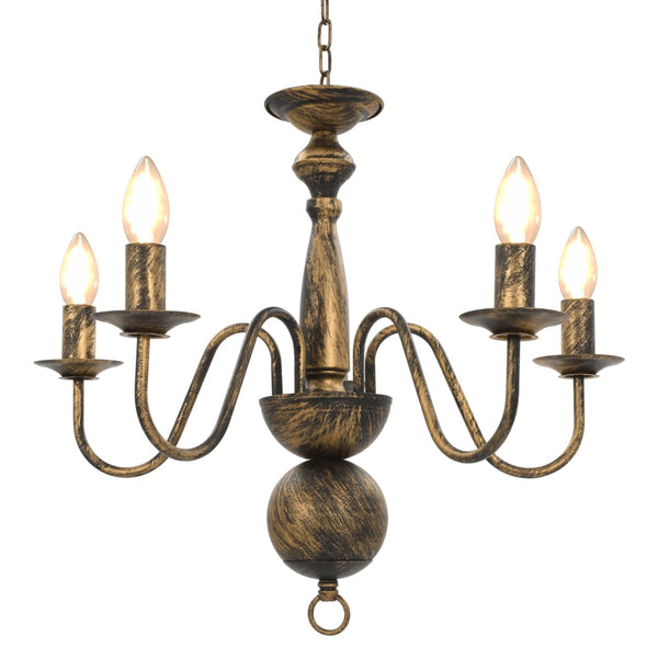 vidaXL Chandelier Antique Black 5×E14 Bulbs