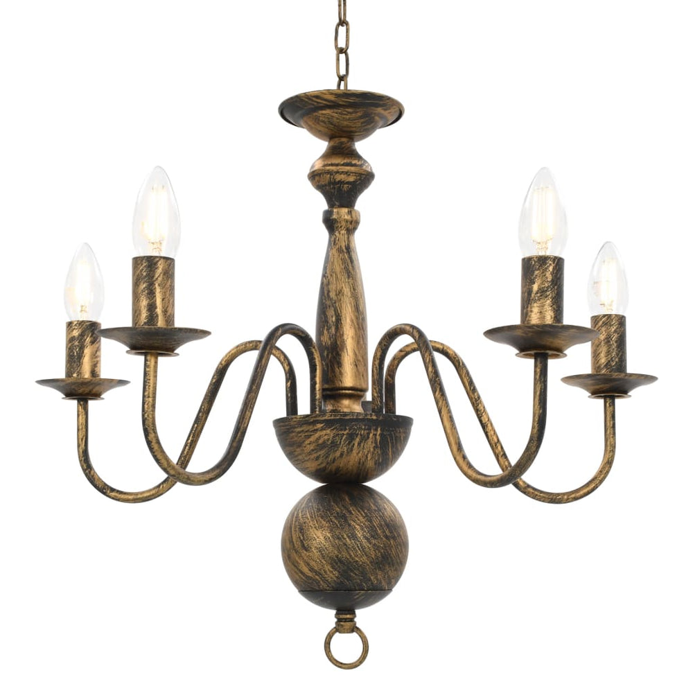 vidaXL Chandelier Antique Black 5×E14 Bulbs