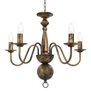 vidaXL Chandelier Antique Black 5×E14 Bulbs