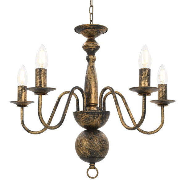 vidaXL Chandelier Antique Black 5×E14 Bulbs