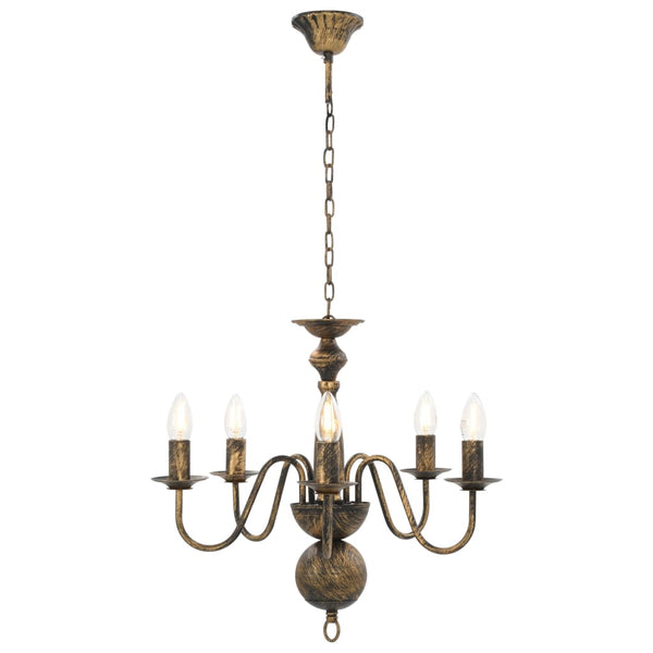 vidaXL Chandelier Antique Black 5×E14 Bulbs