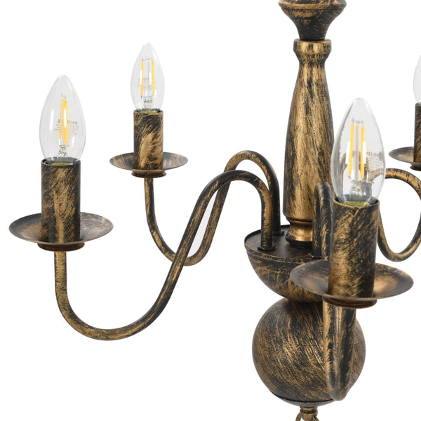 vidaXL Chandelier Antique Black 5×E14 Bulbs