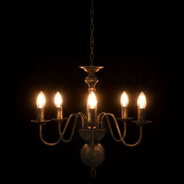 vidaXL Chandelier Antique Black 5×E14 Bulbs