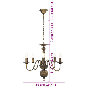 vidaXL Chandelier Antique Black 5×E14 Bulbs